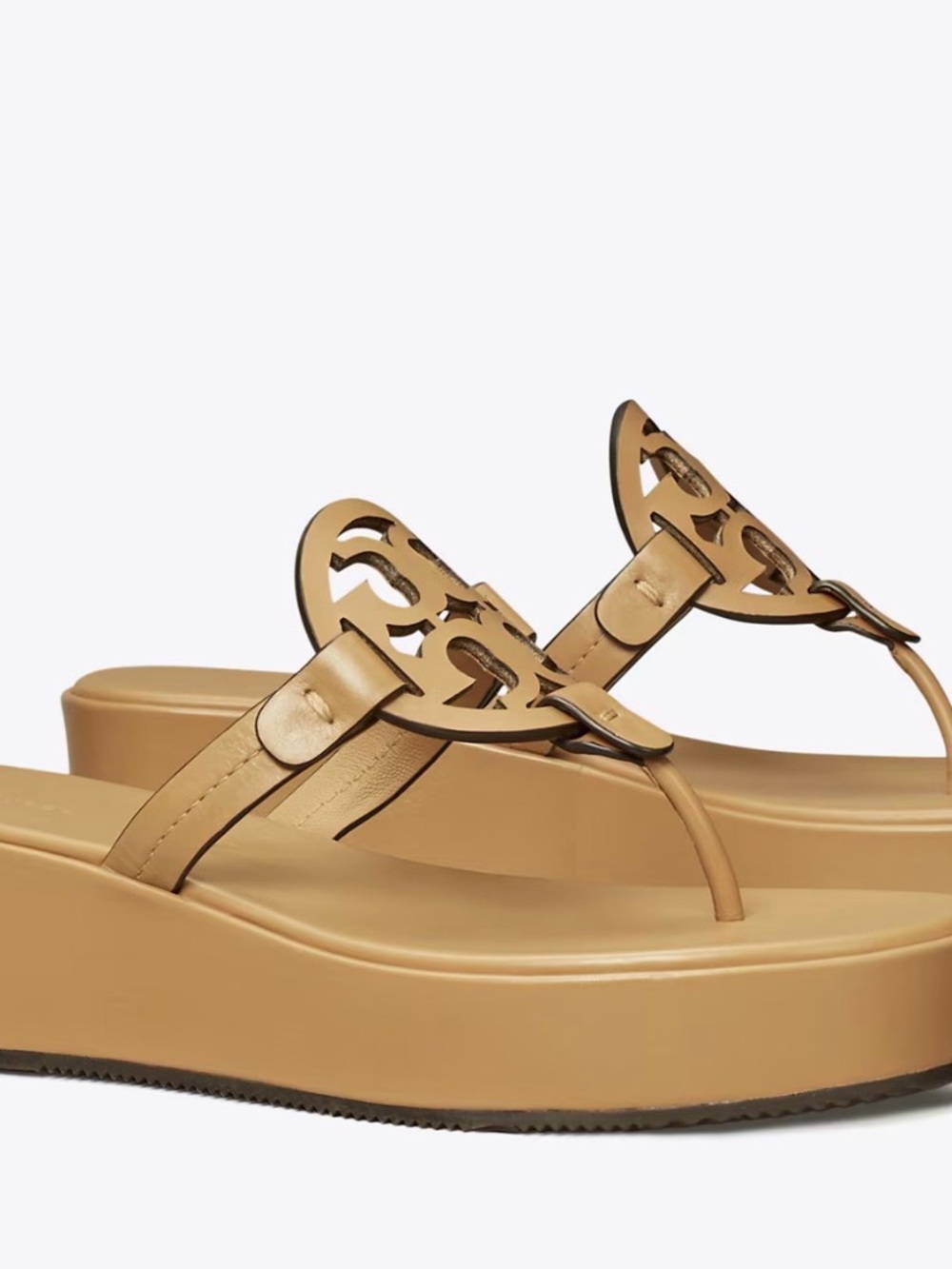 New Tory Burch Miller Leather Wedge Sandals in Walnut size 10 - Picture 11 of 11